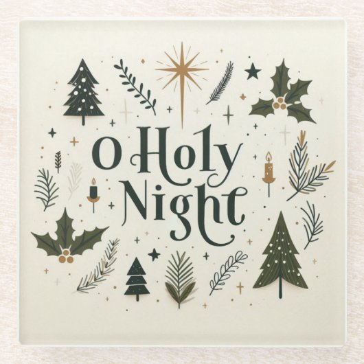 Einfache Weihnachten O Heilige Nacht Glasuntersetzer (Vorderseite)