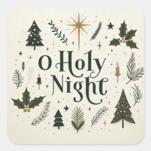 Einfache Weihnachten O Heilige Nacht Quadratischer Aufkleber