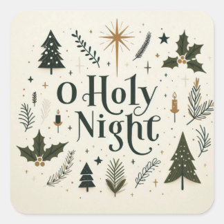 Einfache Weihnachten O Heilige Nacht Quadratischer Aufkleber