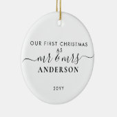 Einfache Weihnachten Verheirateten Mr. und Mrs. Fo Keramik Ornament (Rechts)