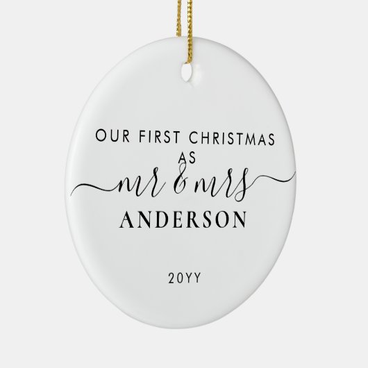 Einfache Weihnachten Verheirateten Mr. und Mrs. Fo Keramik Ornament (Rechts)