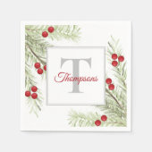 Einfache Weihnachten Wasserfarben Grüne Heilige Be Serviette (Vorderseite)