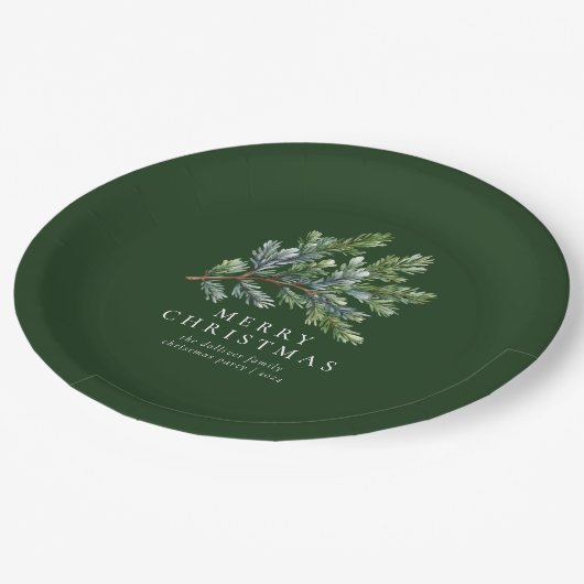Einfache Weihnachten Wasserfarben-Pine Pappteller (Schrägansicht)