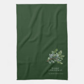 Einfache Weihnachten Wasserfarbengrün Geschirrtuch (Vertikal)