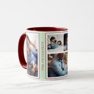 Einfache Weihnachts-5-Foto-Collage Limon Bordeaux Tasse