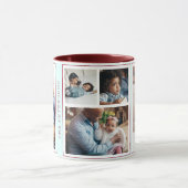 Einfache Weihnachts-5-Foto-Collage Minze Bordeaux Tasse (Zentrum)