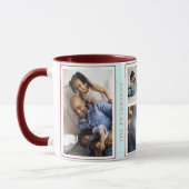 Einfache Weihnachts-5-Foto-Collage Minze Bordeaux Tasse (Links)