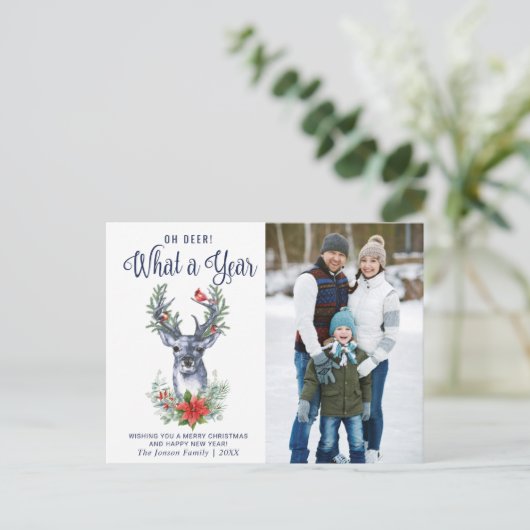 Einfache Weihnachts-Begrüßung im Jahr Postkarte (Stehend Vorderseite)