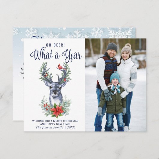 Einfache Weihnachts-Begrüßung im Jahr Postkarte (Vorne/Hinten)