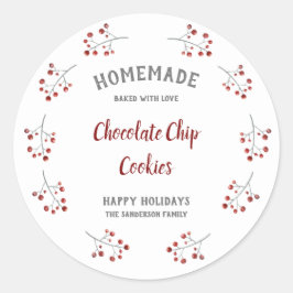 Einfache Weihnachts-Berry-Wreath-Feiertag Backen Runder Aufkleber
