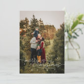 Einfache Weihnachts-Fotokarte mit Schneeflocken Einladung (Stehend Vorderseite)