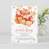 Einfache Weihnachts-Geschenkboxen Lieblings-Dinge- Einladung (Stehend Vorderseite)