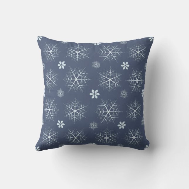 Einfache Weihnachts Navy Blue White Snowflake Must Kissen (Rückseite)