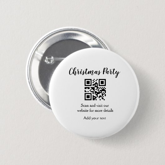 Einfache Weihnachts-Party-Website Strichcode QR Na Button (Vorne & Hinten)