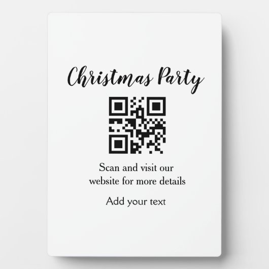 Einfache Weihnachts-Party-Website Strichcode QR Na Fotoplatte (Vorderseite)