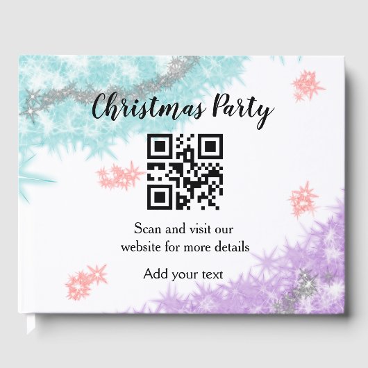 Einfache Weihnachts-Party-Website Strichcode QR Na Gästebuch (Vorderseite)