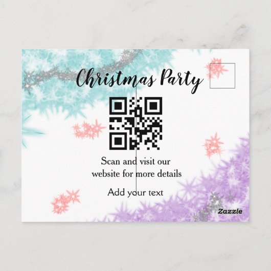 Einfache Weihnachts-Party-Website Strichcode QR Na Postkarte (Rückseite)