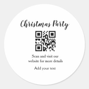 Einfache Weihnachts-Party-Website Strichcode QR Na Runder Aufkleber