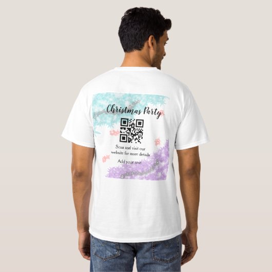 Einfache Weihnachts-Party-Website Strichcode QR Na T-Shirt (Schwarz voll)