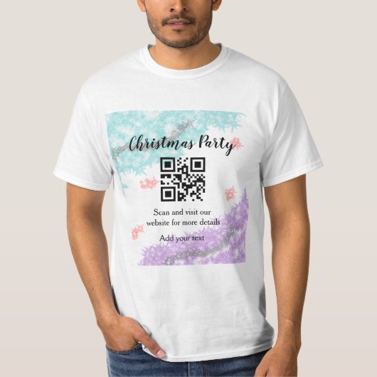 Einfache Weihnachts-Party-Website Strichcode QR Na T-Shirt (Vorderseite)