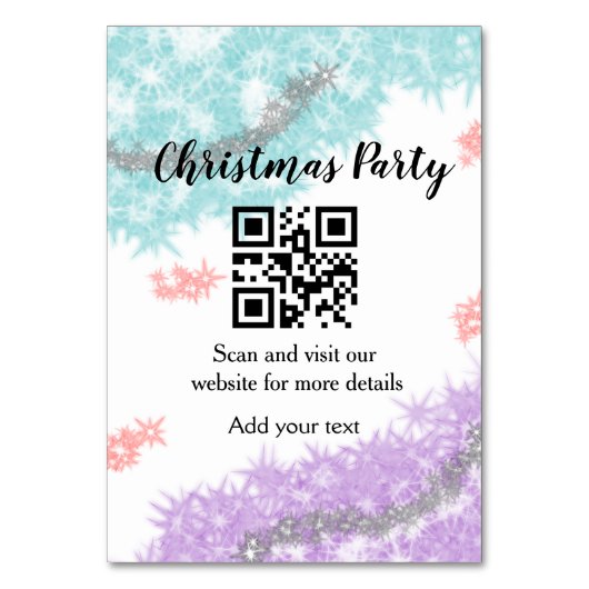 Einfache Weihnachts-Party-Website Strichcode QR Na Tischnummer (Rückseite)