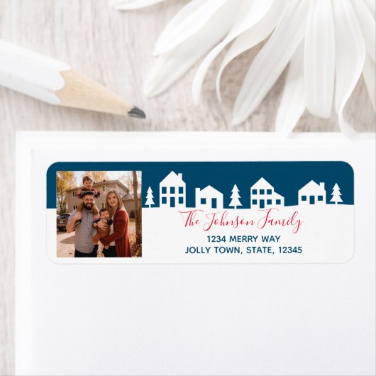 Einfache Weihnachts-Village-Rücksendeadresse (Insitu)