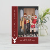 Einfache Weihnachts-Weihnachtskarte für Reinder |  Feiertagskarte (Stehend Vorderseite)