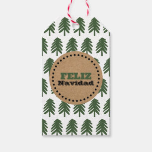 Einfache Weihnachtsbaum Feliz Navidad Geschenkmark Geschenkanhänger