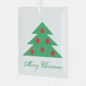 Einfache Weihnachtsbaum Green Red Merry Script Ornament Aus Glas (Vorderseite links)