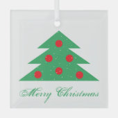 Einfache Weihnachtsbaum Green Red Merry Script Ornament Aus Glas (Vorderseite)