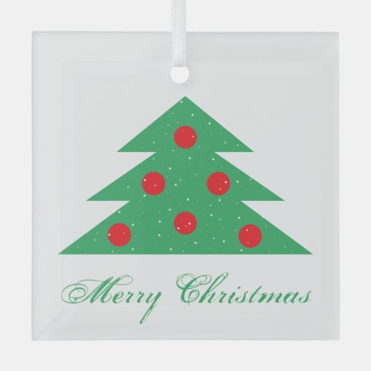 Einfache Weihnachtsbaum Green Red Merry Script Ornament Aus Glas (Vorderseite)