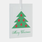 Einfache Weihnachtsbaum Green Red Merry Script Ornament Aus Glas (Vorderseite Rechts)