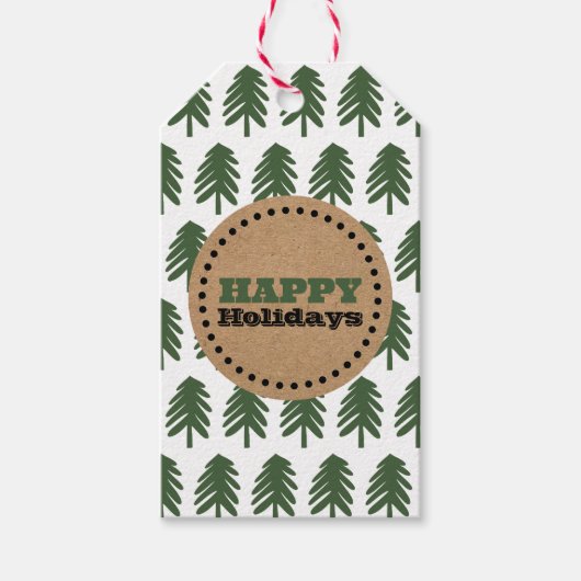 Einfache Weihnachtsbaum Happy Holidays Geschenk Ta Geschenkanhänger (Vorderseite)