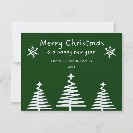 Einfache Weihnachtsbaum Linie Art Frohe Weihnachte (Vorderseite)