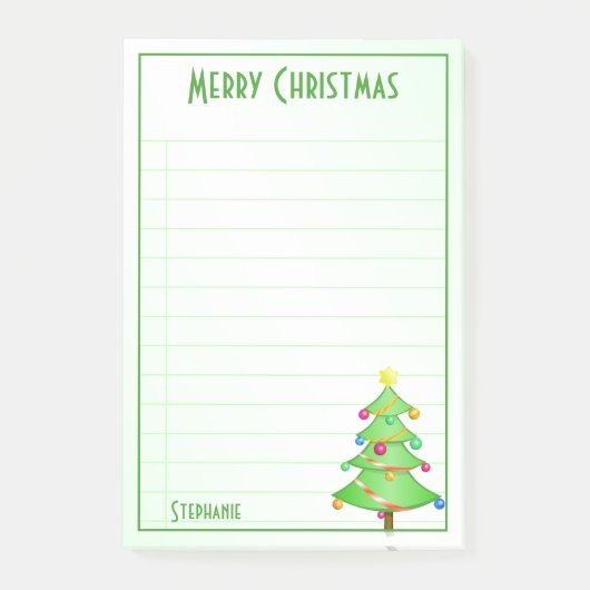 Einfache Weihnachtsbaum-Liste: Dein Name Post-it Klebezettel (Vorderseite)