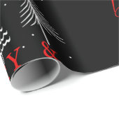 Einfache Weihnachtsbaum Merry & Bright | Schwarz Geschenkpapier (Rolleneckpunkt)