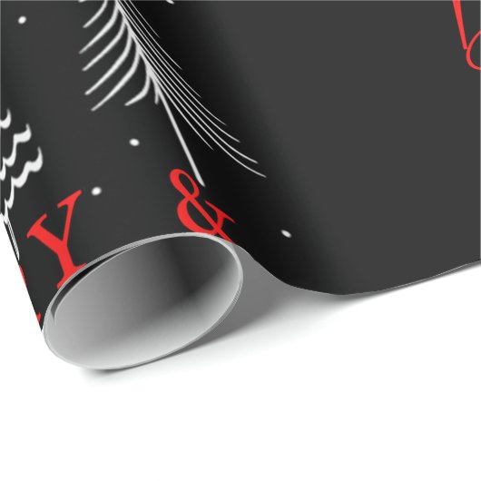 Einfache Weihnachtsbaum Merry & Bright | Schwarz Geschenkpapier (Rolleneckpunkt)