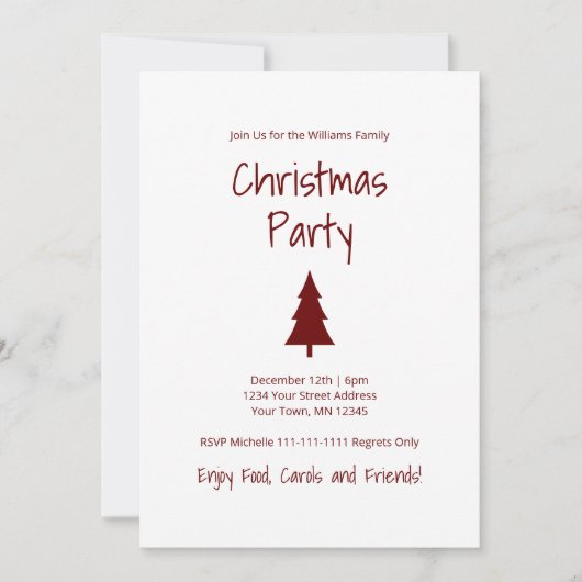 Einfache Weihnachtsbaum Moderne Feier Einladung (Vorderseite)