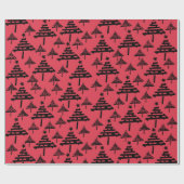 Einfache Weihnachtsbaum Muster Schwarzer Feiertag Geschenkpapier (Flach)