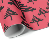 Einfache Weihnachtsbaum Muster Schwarzer Feiertag Geschenkpapier (Rolleneckpunkt)
