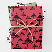 Einfache Weihnachtsbaum-Musterferien Geschenkpapier Set (Beispiel)