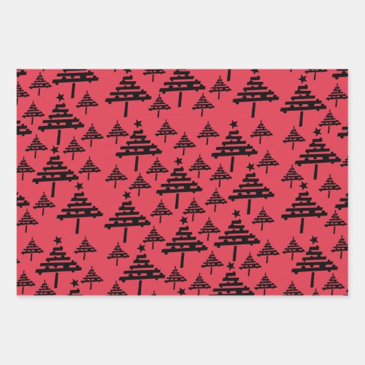 Einfache Weihnachtsbaum-Musterferien Geschenkpapier Set (Vorderseite)