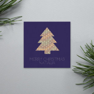 Einfache Weihnachtsbaum Pastel Navy Polka Dots Feiertagskarte