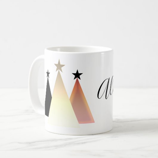 Einfache Weihnachtsbaum-Rose Goldname Kaffeetasse (Vorderseite Links)