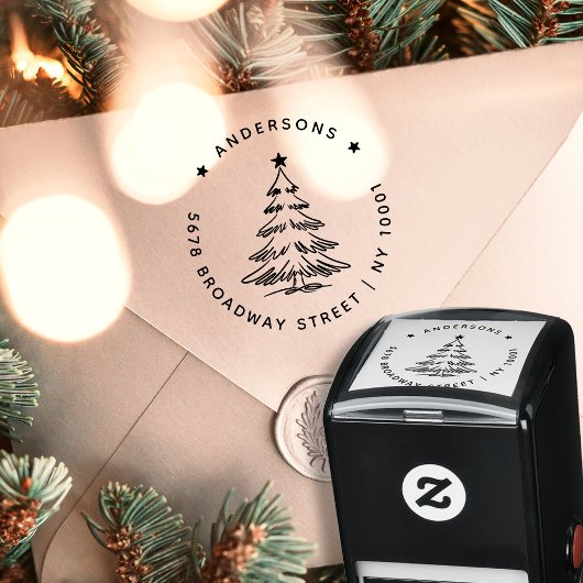 Einfache Weihnachtsbaum-Rücksendeadresse Permastempel