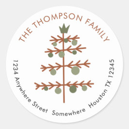 Einfache Weihnachtsbaum-Rücksendeadresse Runder Aufkleber