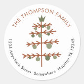 Einfache Weihnachtsbaum-Rücksendeadresse Runder Aufkleber (Vorderseite)