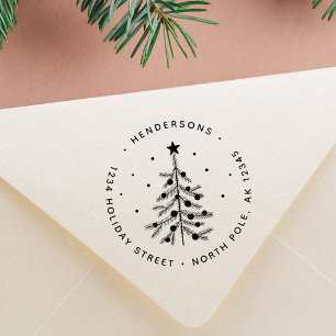 Einfache Weihnachtsbaum-Rücksendeadresse-Stempel Gummistempel