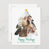 Einfache Weihnachtsbaum-Weihnachtsfeiertage im Grü Postkarte (Vorne/Hinten)
