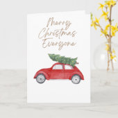 Einfache Weihnachtsbaume auf dem Autodach Karte (Gelbe Blume)